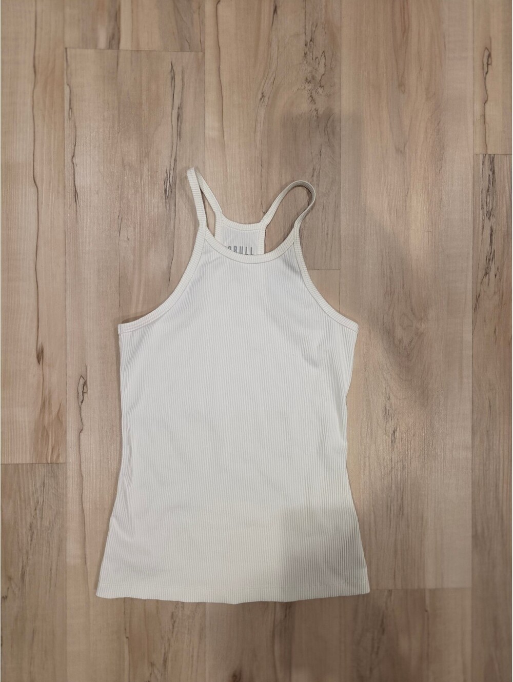 NOBULL Women's White Ribbed Racerback Tank Top Size S